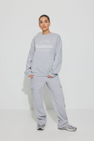 Grey Women Garage Oversized Sweatshirts | A-2580639